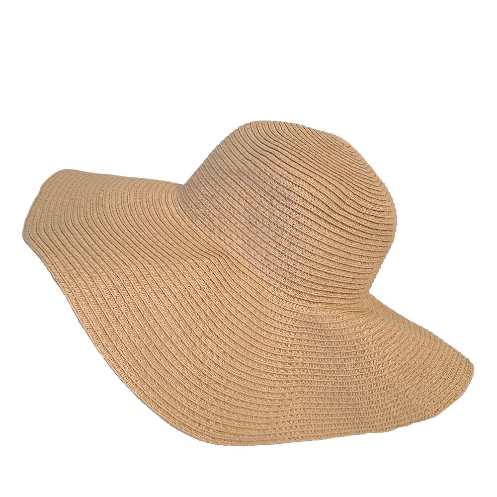 Old Navy Sun Hat Tan Straw Wide Brim Floppy Boho Beach Vacation Clean Girl S/M